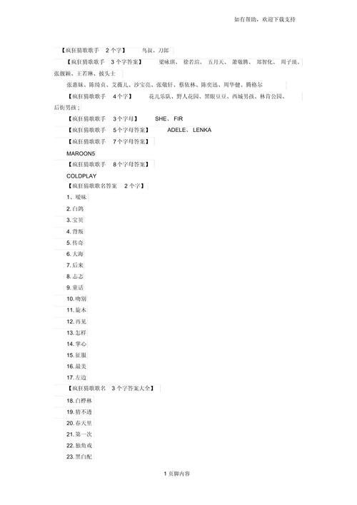 疯狂猜歌8个字母,疯狂猜歌八个字的歌名答案-第3张图片 疯狂猜歌8个字母,疯狂猜歌八个字的歌名答案-第3张图片